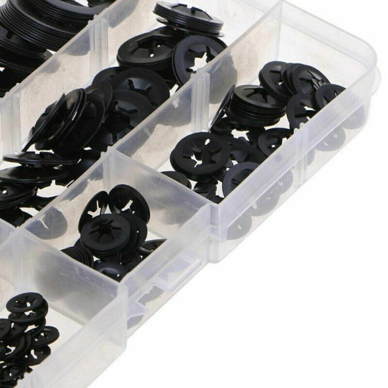 260x skiver festeklemme pakning motor grip stjernemutter push-on låsebolt tilbehør  m3-m12 sett maskinvareholder med oppbevaringsboks