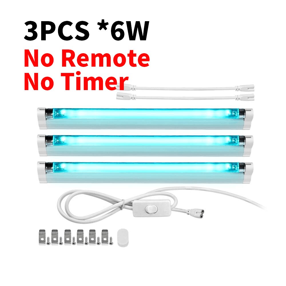 50W UV Sterilizer Lamp 110V 220V T5 Tube UVC Quartz Disinfection Germicidal Led Table Bulb EU US Power Timer Ultraviolet Light: 18W / 220V EU Plug