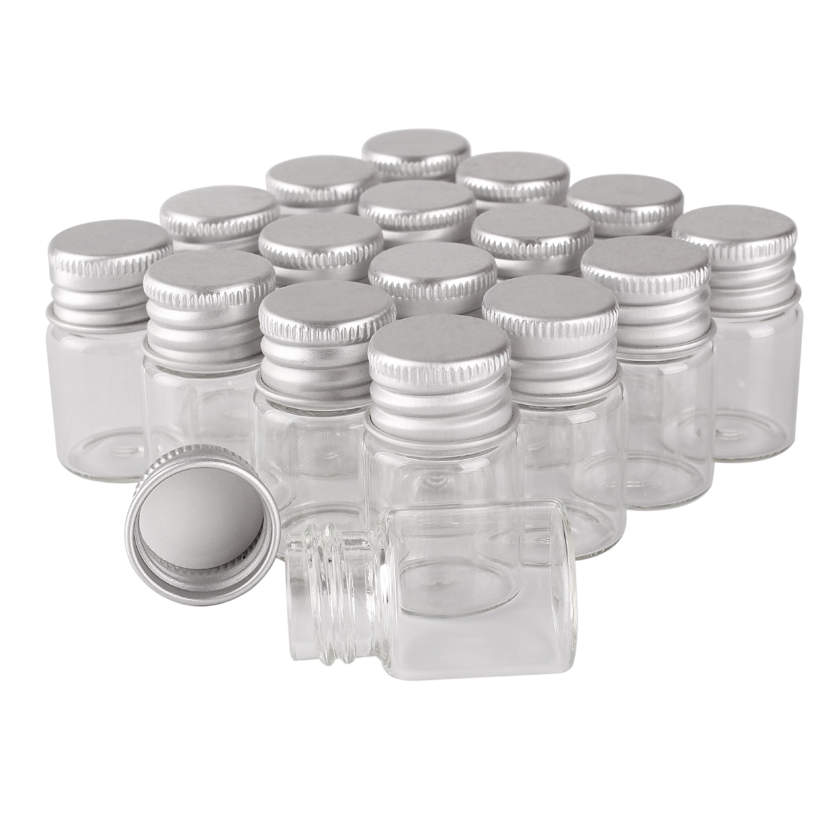 48 Pcs 6 Ml 22*35 Mm Glazen Flessen Met Aluminium Caps Kleine Glazen Potten Tiny Flesjes Diy Ambachten