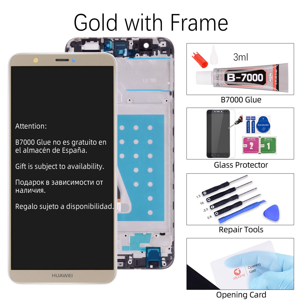 Originele Display Voor Huawei P Smart Lcd Touch Screen met Frame Voor Huawei P Smart Lcd-scherm Fig-lx3 LX1 l21 L22 LCD: with Frame Gold