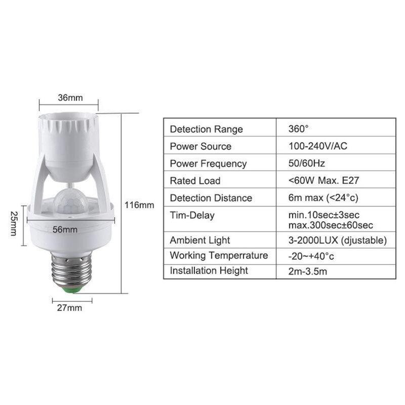 Infrared Body Sensor Lamp Holder E27 B22 Screw Sensor Holder Lamp Switch Sensor Led Lamp U5O2