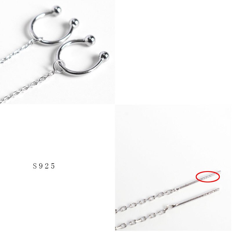 La Monada Einzigartige Tropfen Silber Schlenker Ohrringe 925 Sterling Silber Edlen Schmuck Für Frauen Quaste Koreanische Hängen Ohrringe Clip