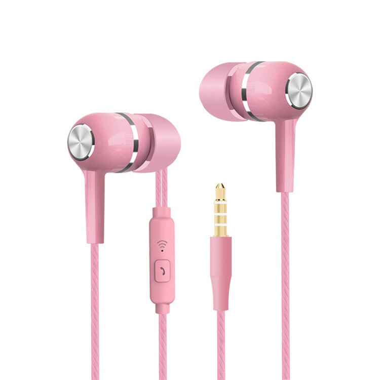 Factory Direct Sales in-Ear Wired Headset Universal Apple Android Mobile Phone Headset Microphone Foreign Trade Supply Cross-Bor: Pink