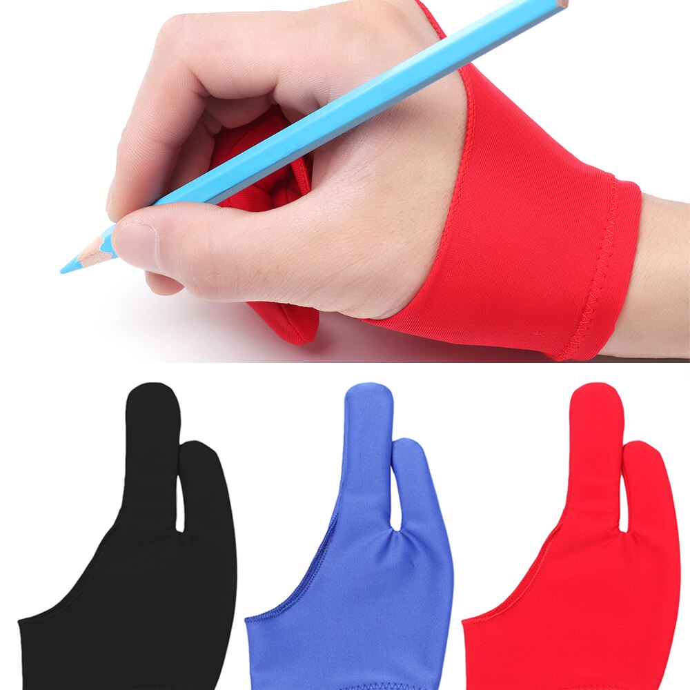 Guante suave de 2 dedos antisuciedad para mano derecha e izquierda, resistente al sudor, para dibujo artístico, para cualquier tableta de dibujo gráfico