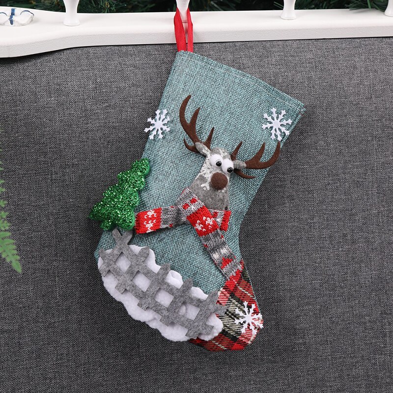Dulce árbol de Navidad Calcetines rojo verde ligero bolsa chimenea árbol decorativo lindo adorable bolsa de: Azul