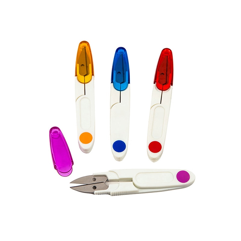 Safety U-shape Fabric Scissor DIY Cutting Sewing Scissors Shears Cross Stitch Embroidery Tailor's Scissor Plastic Thread Trimmer