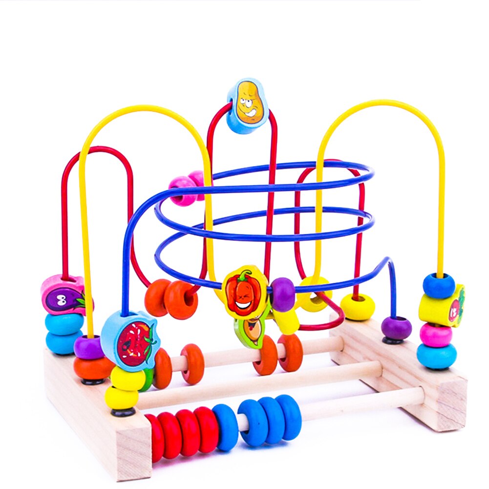 Wooden Fruits Insect Beads Maze Roller Coaster Activity Educational Abacus Beads Circle Toys AN88: 8