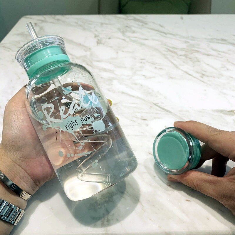 450ml bouteille en verre dessin animé givré/Transparent bouteilles d'eau BPA gratuit étanche Drinkware simplicité étudiant tasse: 7