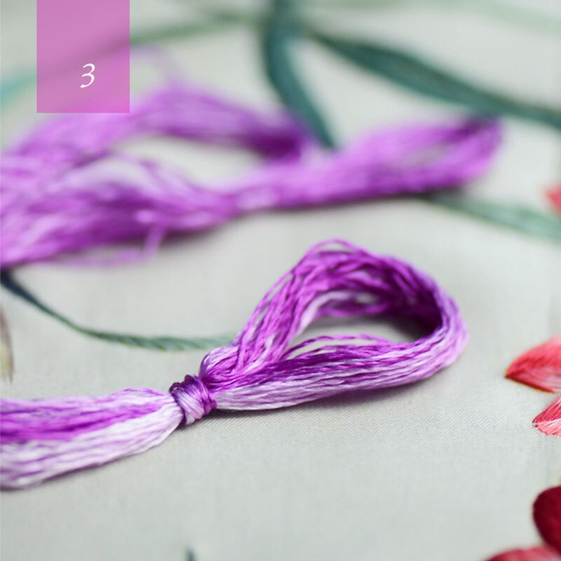 gradient 100% silk embroidery Suzhou embroidery thread silk hand embroidery 14 colors 20meters/ pcs: 3