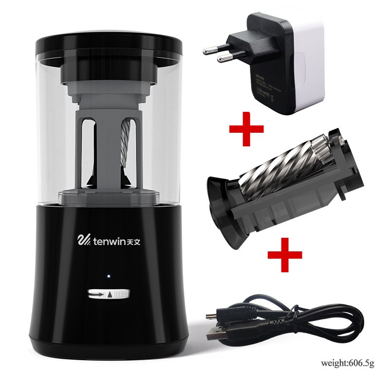 Tenwin Fully Automatic Pencil Sharpener Safe Children's Electric Mechanical Pencil Cutter Stationery Auto Pencil Sharpener 8018: 8018-Black-5056-EU