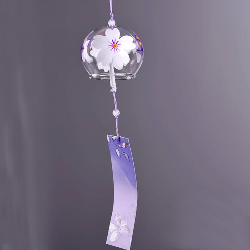 Japońnarty dzwonek wietrzny Japońskie dzwonki wietrzne Ręcznie robione szklane Furin Dekoracje domu spa Kuchnia Biuro Wystrój Sakura Wzór kwiatu wiśni