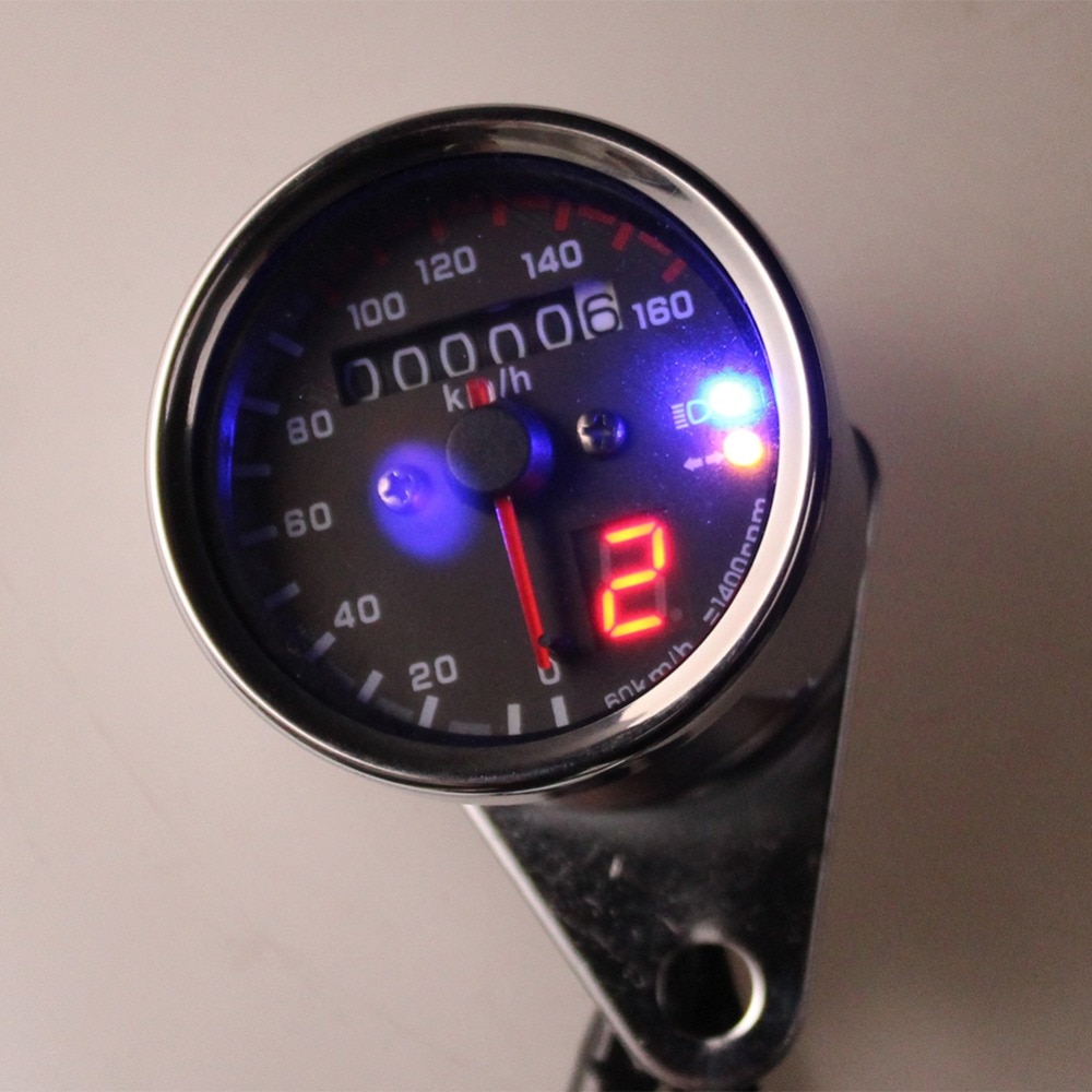 Motorcycle Meter LED digita Indicator 0-160km/h Cafe Racer Light Tachometer Odometer Speedometer Gauge Instrument