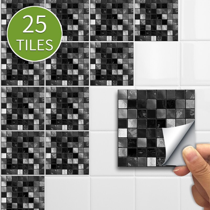 Wallstickers 10 x 10cm pvc mosaik tapet køkken vandtætte fliser klistermærker plast vinyl selvklæbende tapeter bad
