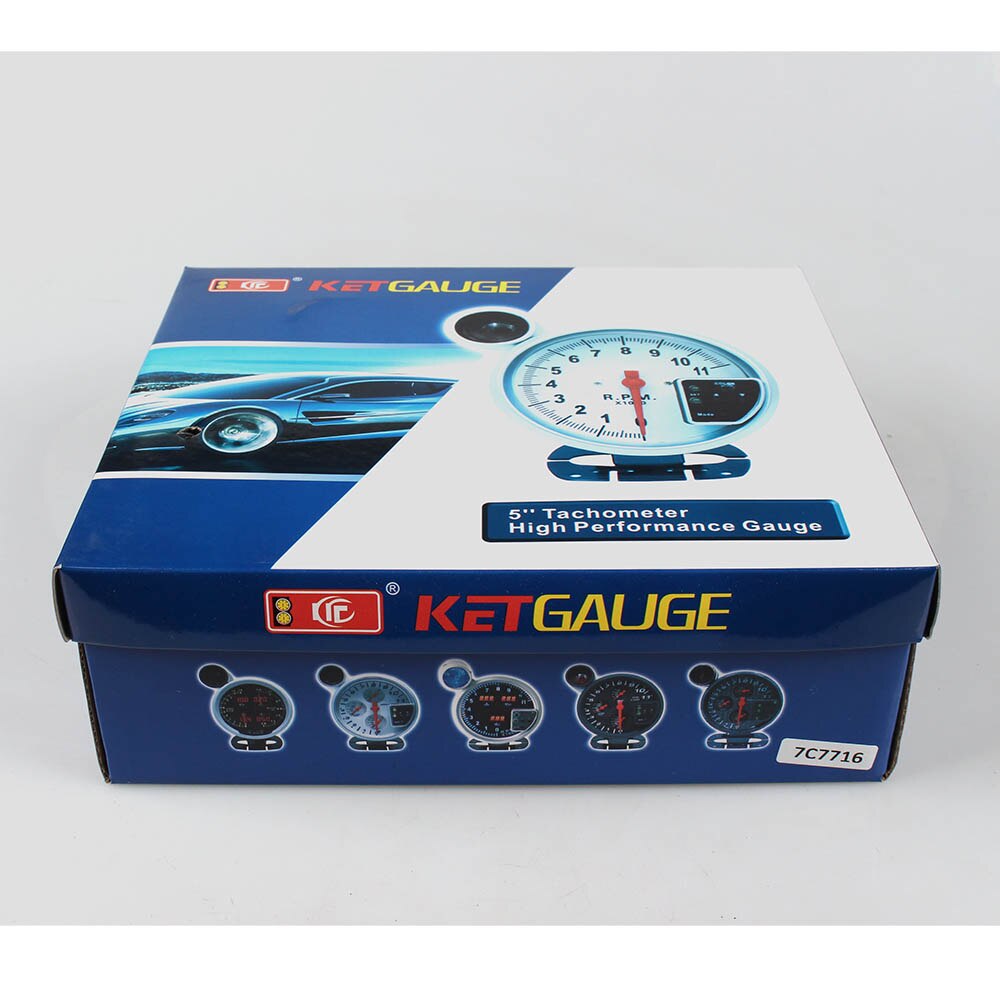 KET 5 Inch Car digital Tachometer Gauge RPM 11000K Gauge 7Color Backlight LED Shift Light rpm for 1-10 cylinder engine vehicles