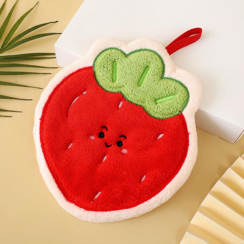 Fleece doekje badkamer bloemen handdoek huishoudartikelen fruit handdoek keuken absorberende schoonmaakdoek hangend sneldrogend koraal: Blauw