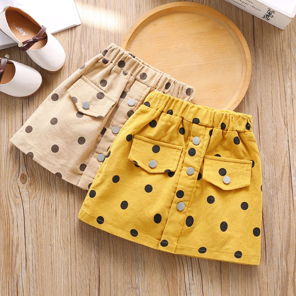 Cathery Zomer Kids Rok Dot Patroon Baby Meisjes Rok Single-Breasted A-lijn Rok Voor Meisjes Lente Baby Kleding