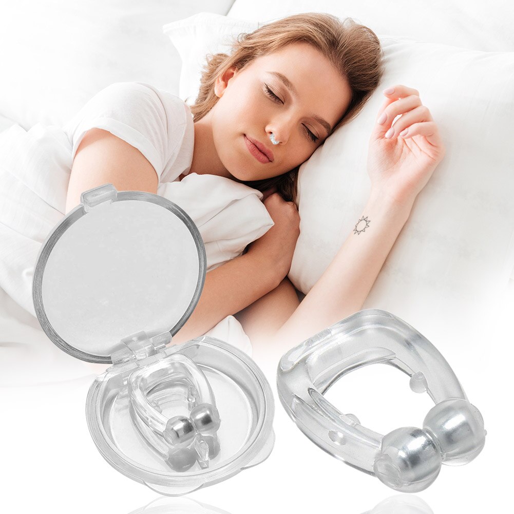 Pince-nez magnétique anti-ronflement en silicone, empêche l&#39;apnée du sommeil, aide à mieux dormir, livré avec étui