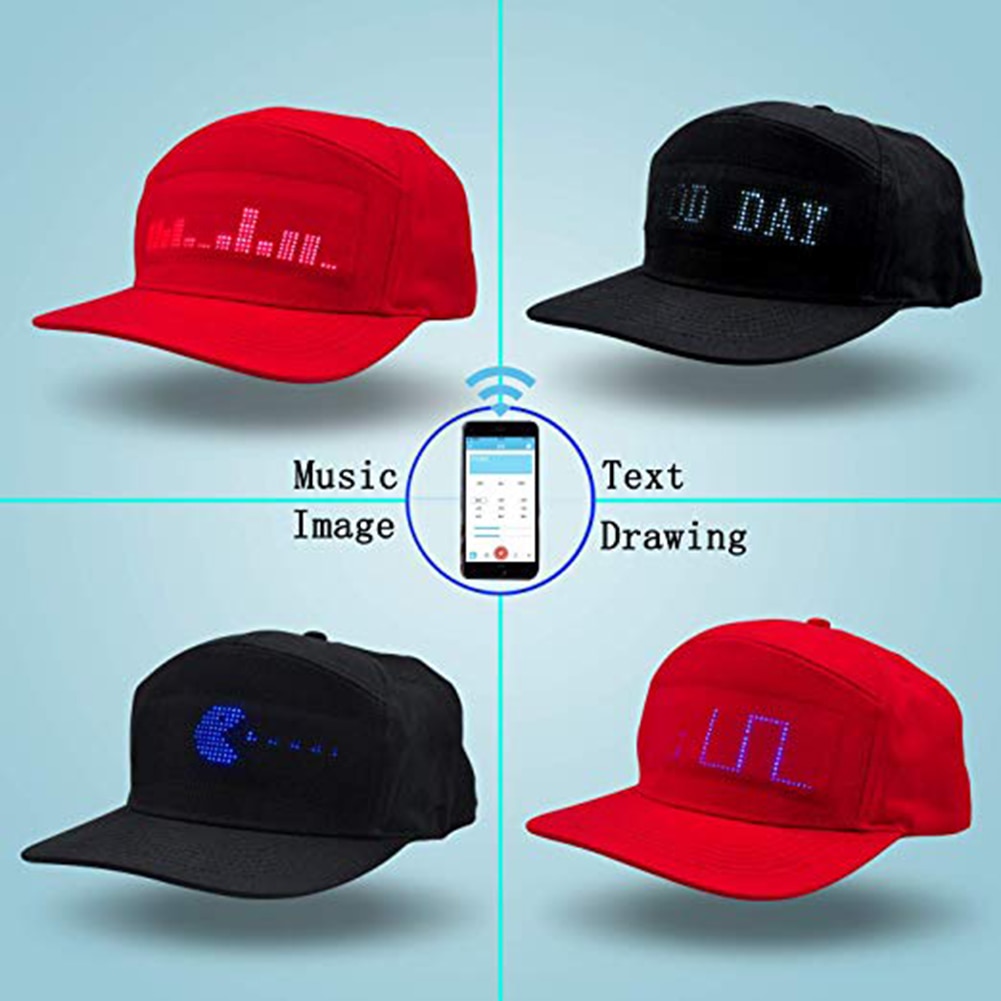 Casquette de Baseball pour fête | À affichage en dispositif, sans fil, Bluetooth, casquette de Baseball, casquette de soleil, planche à, chapeau lumineux pour fête de Baseball