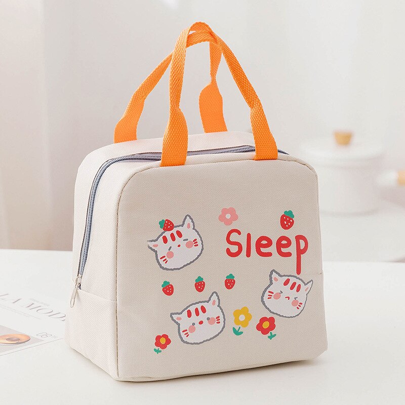 Kinderen School Lunchbox Draagbare Lunch Bag Lunchbox Thermische Geïsoleerde Lunch Box Tote Koeltas Bento Pouch Lunch Container: White