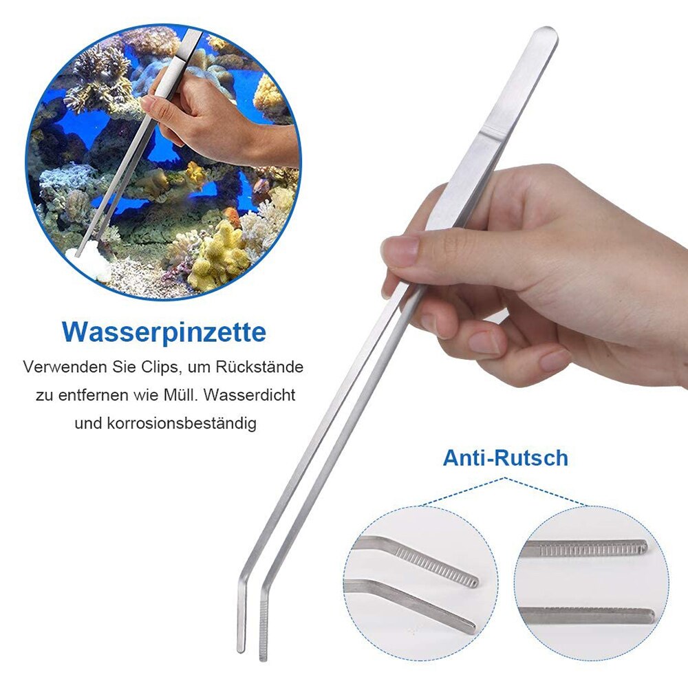 4 pcs Aquarium Tank Tools Kit Aquascaping Fish Tank Aquatic Plants Long Tweezers Scissors Stainless Steel Maintenance Tool