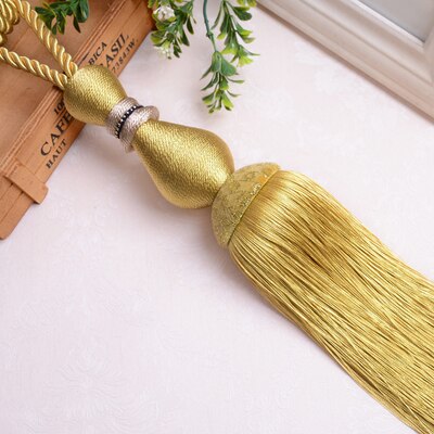 2 teile/los Vorhang Quaste Pinsel Fringe Raffhalter Hängen Gürtel Ball Seile Vorhang Zubehör Tieback Schnalle Wohnkultur: Gold yellow