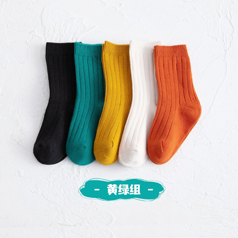 5 Paren/partij Kids Sokken Lente &amp; Herfst Zachte Katoen Effen Kleur Sokken Voor Jongens En Meisjes 1-12 Jaar studenten Sokken Kinderen Sokken: Yellow Green Group / S (1-3Y)