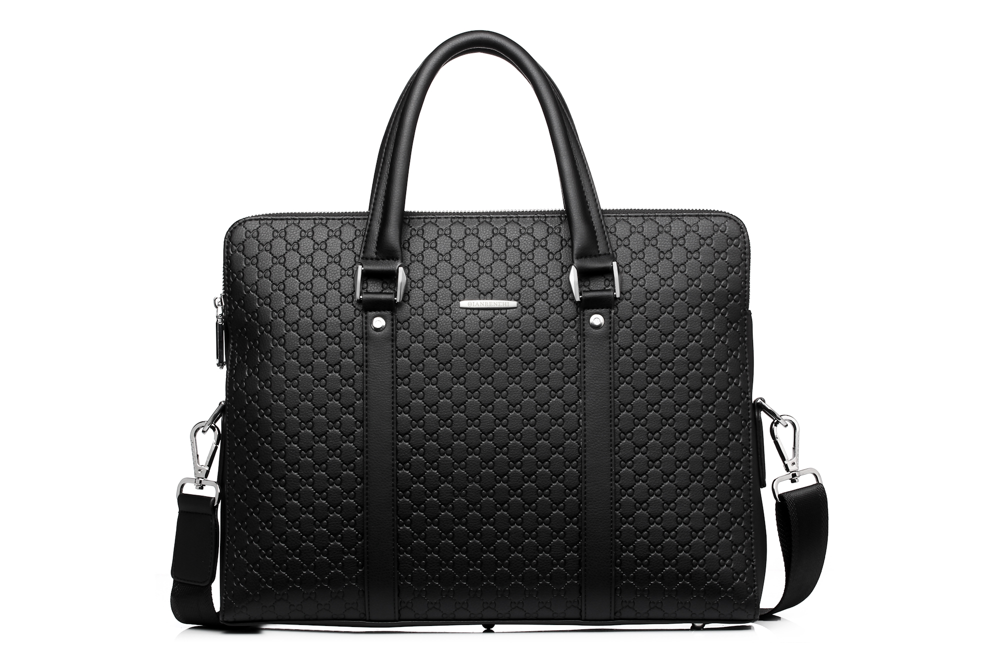 Men Briefcase Shoulder Bag Male Crossbody Bag 14 Inch Laptop Bag Travel Bag Man Double Layers Handbag: Black