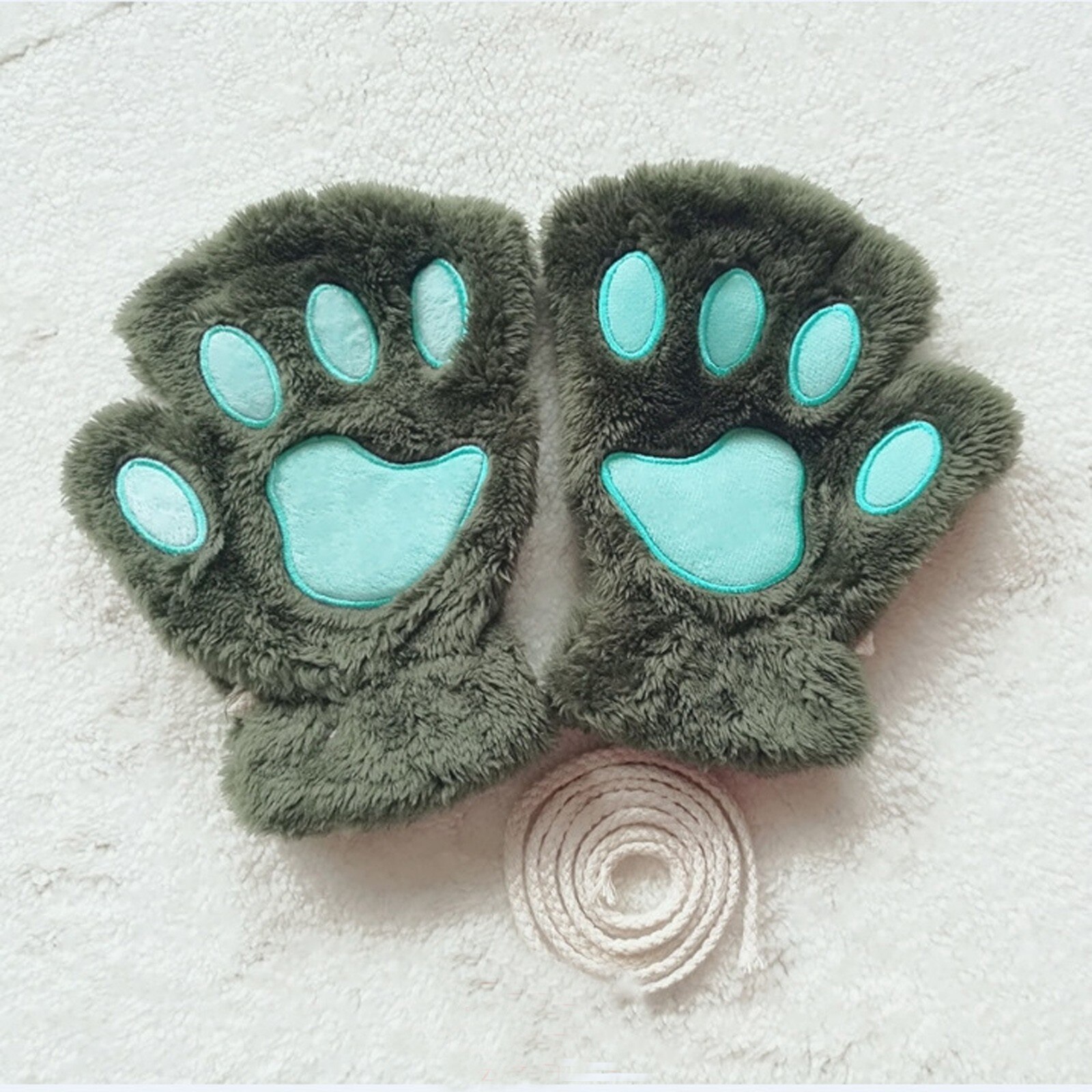 E Modieuze Vrouw Leuke Cartoon Beer Poot Kat Klauw Verdikte Halterneck Handschoenen Lichtgewicht En Comfortabele Materialen: GN