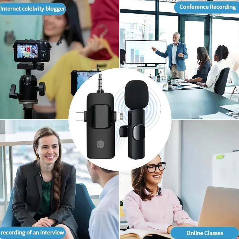 Wireless Lavalier Microphone K15 for iPhone Android 3.5mm for radio Live Recording Noise Reduction Mini Microphone