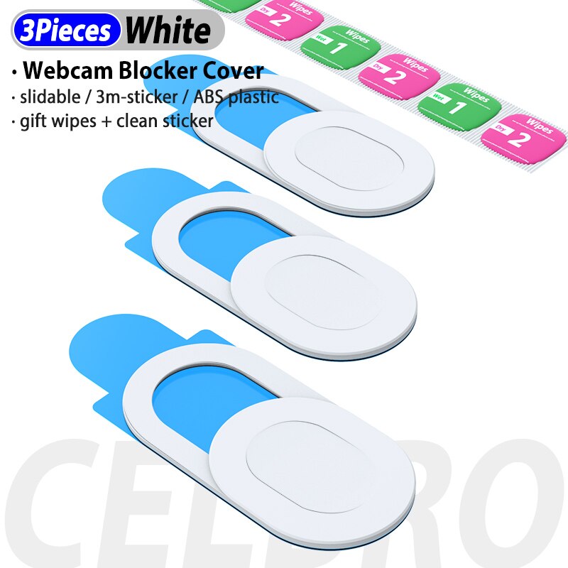 6 pièces téléphone portable autocollant de confidentialité WebCam couverture obturateur aimant curseur en plastique pour iPhone Web ordinateur portable PC pour iPad tablette caméra: 3Pieces-White