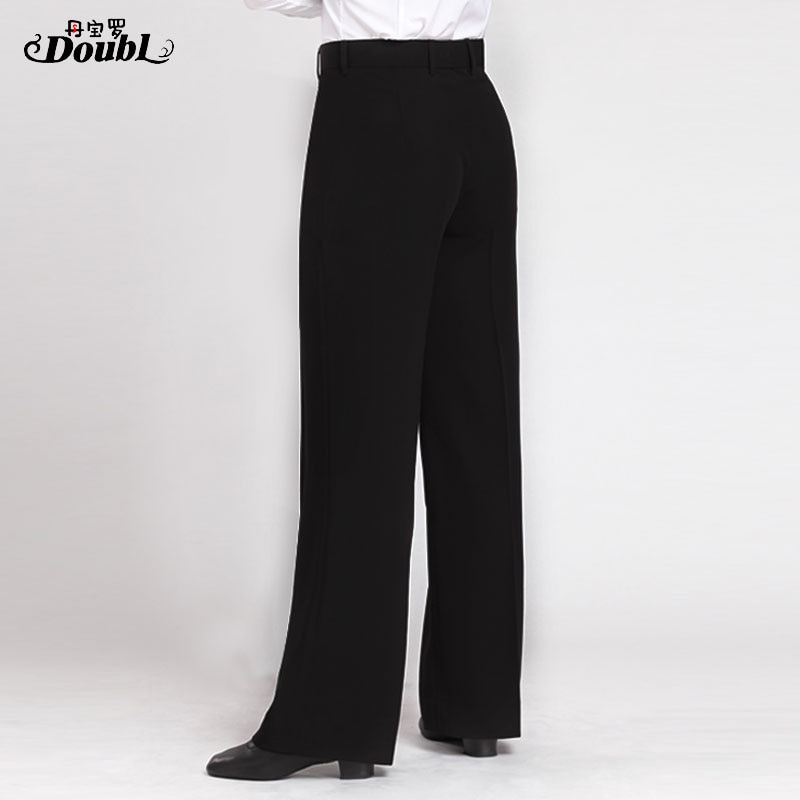 DOUBL Men's Standard Ballroom Dance Pants Trousers Adult Exercise Practise Competition Loose Clothes Latin Dance Modern Pockets