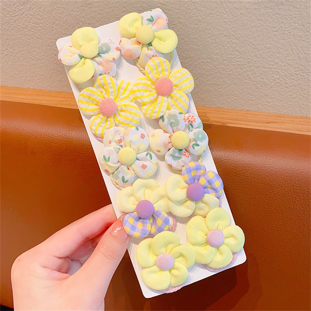 10 unids/set de lazos coloridos para el cabello con flores, coleteros elásticos, banda de goma, accesorios para el cabello de bebé para niños pequeños, niños, adolescentes y niñas: Azul cielo