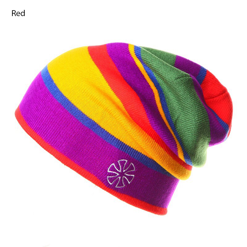 Strikning vinter bomuld mærke beanies hip hop varme ski hatte gorros bonnetsr snowboard cap skullies til kvinder og mænd: Rød