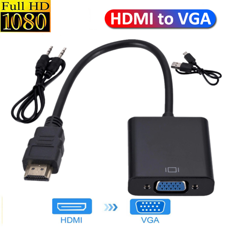 voll HD 1080P HDMI-kompatibel Zu VGA Kabel mit 3,5mm Audio- Netzteil Konverter Stecker auf VGA Adapter für Tablette Laptops PC TV