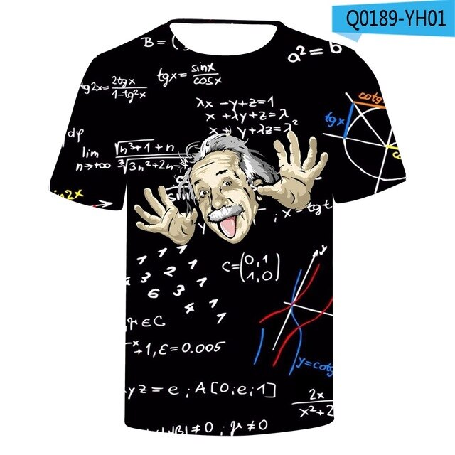 3 to 13 jaar kinder t-shirt albert einstein 3d bedrukt t-shirt jongens meisjes grappige cartoon t-shirt tee kinderkleding: 3 dtz -788 / 100