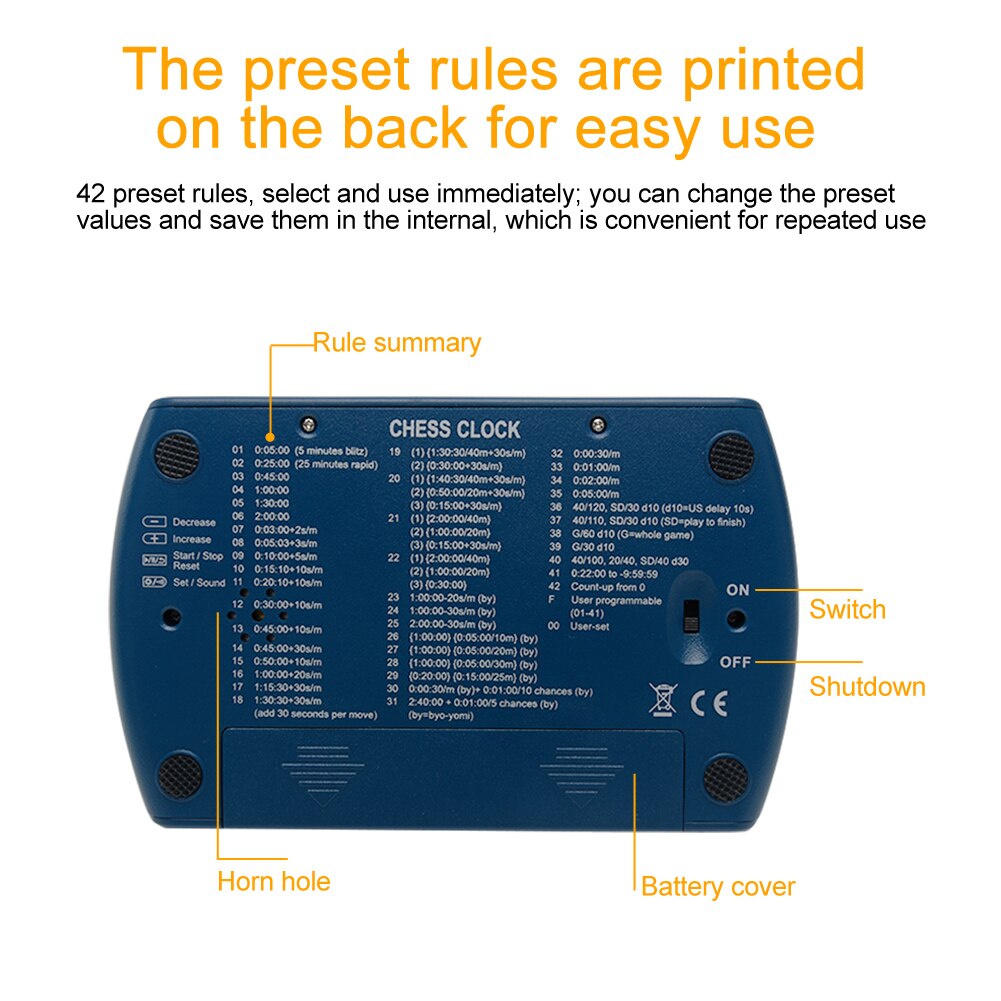 Accurate Competition Game Timer Easy Operate Battery Powered Digital Display International Count Down Chess Clock