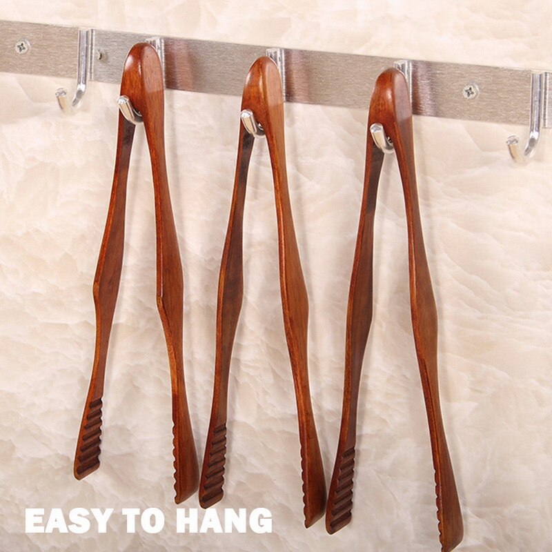 1PCS Wooden Food Tongs BBQ Barbecue Bacon Steak Tongs Bread Dessert Pastry Clip Salad Clamp Buffet Kitchen Utensil Cooking Tools