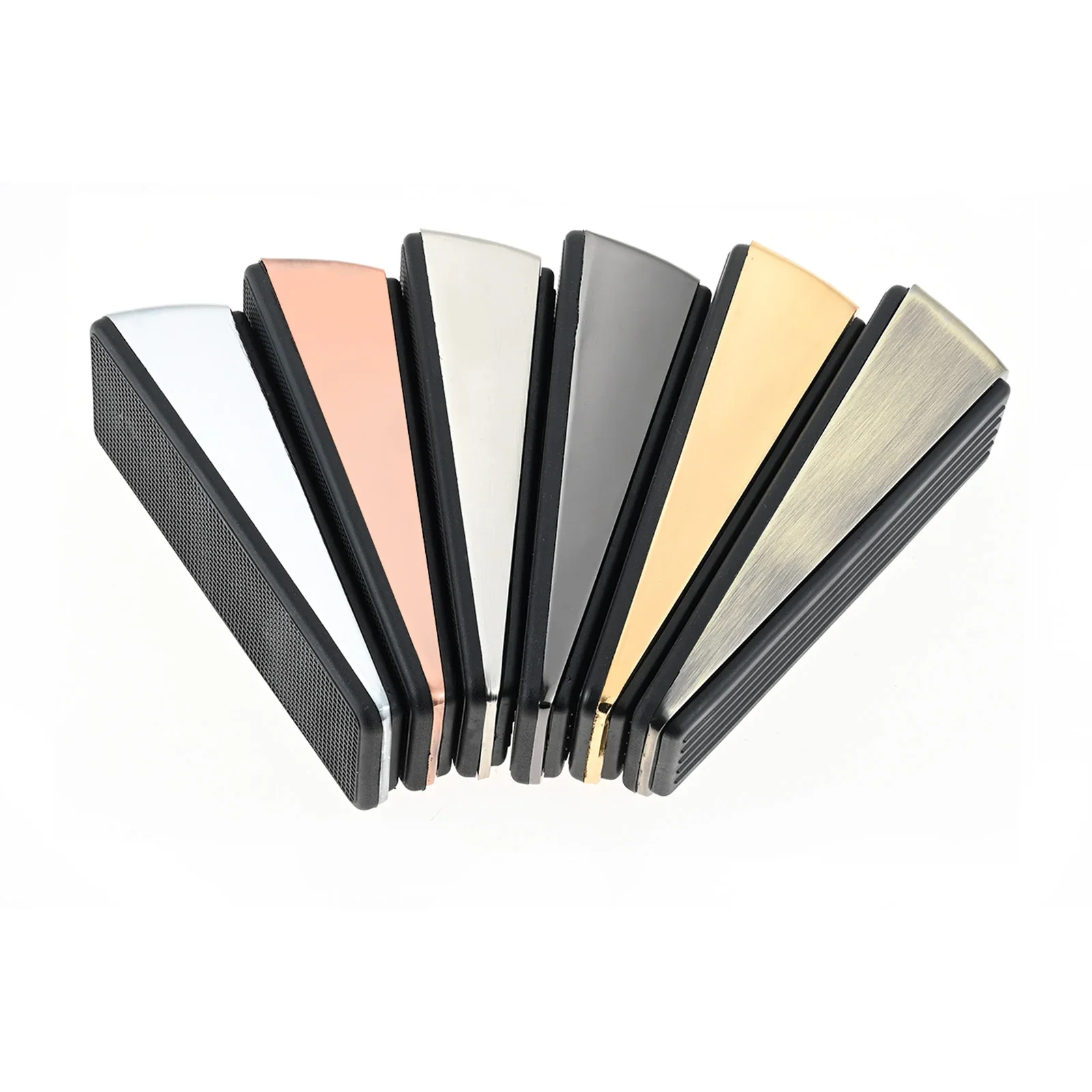 1Pc Wedge Shaped Door Stopper Zinc Alloy Rubber Punch-free Door Buffers Kids Safe Floor Gate Door Stop for Home Office Hospital