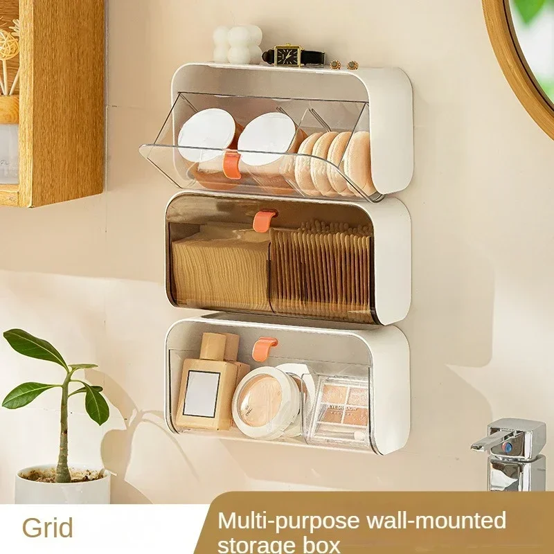 Toilet Storage Containers Wall Mounted Cotton Pad Storage Boxes Dustproof Bathroom Organizer Makeup Jewelry Holder Storage Box
