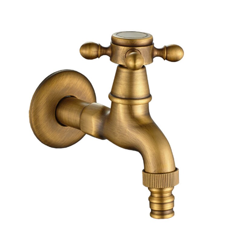 Black Washing Machine Tap Antique Brass Wall Mounted Single Cold Water Bibcock Kitchen Bathroom Basin Faucet Outdoor Garden Taps: Bronze A