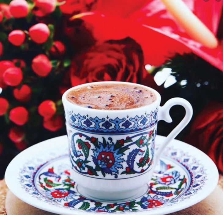 Café turc et tasse à thé grecque porcelaine avec peinture à la main authentique tasse à café en céramique et soucoupe boisson