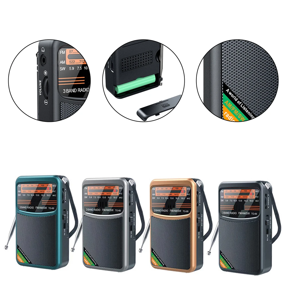 Kieszonkowe radio ręczne Radio FM AM SW Wbudowany głośnik Radio tranzystorowe Typ-C Akumulatorowy odtwarzacz radiowy dla starszych osób chodzących po domu