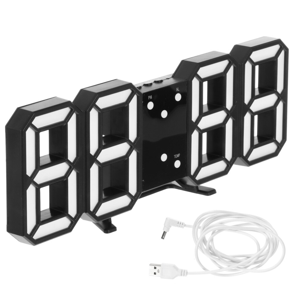 3D Digital Alarm Clock Temperature LED Number Time Clock Home Decoration