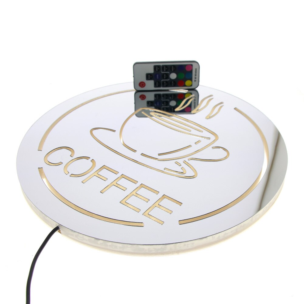 Kaffestation led belysning skilt væg spejl java køkkenindretning vægkunst cafe hus lys op forretning åbent skilt til barista