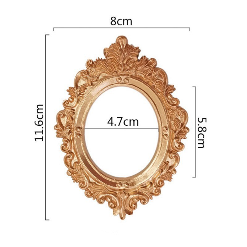 Retro Gouden Hars Mini Fotolijst Ornamenten Vintage Kleine Sieraden Positionering Frame Sieraden Display Props Woondecoratie: 4