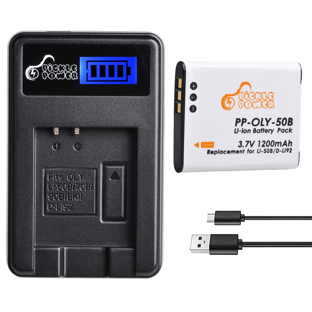 Batería Li-50B Li50B Li 50B + cargador LCD para Olympus u6010 u6020 Stylus 1010 u 1010 Ricoh CX3 CX4 Pentax XZ-1 SP-800UZ.: Charger and 1Battery