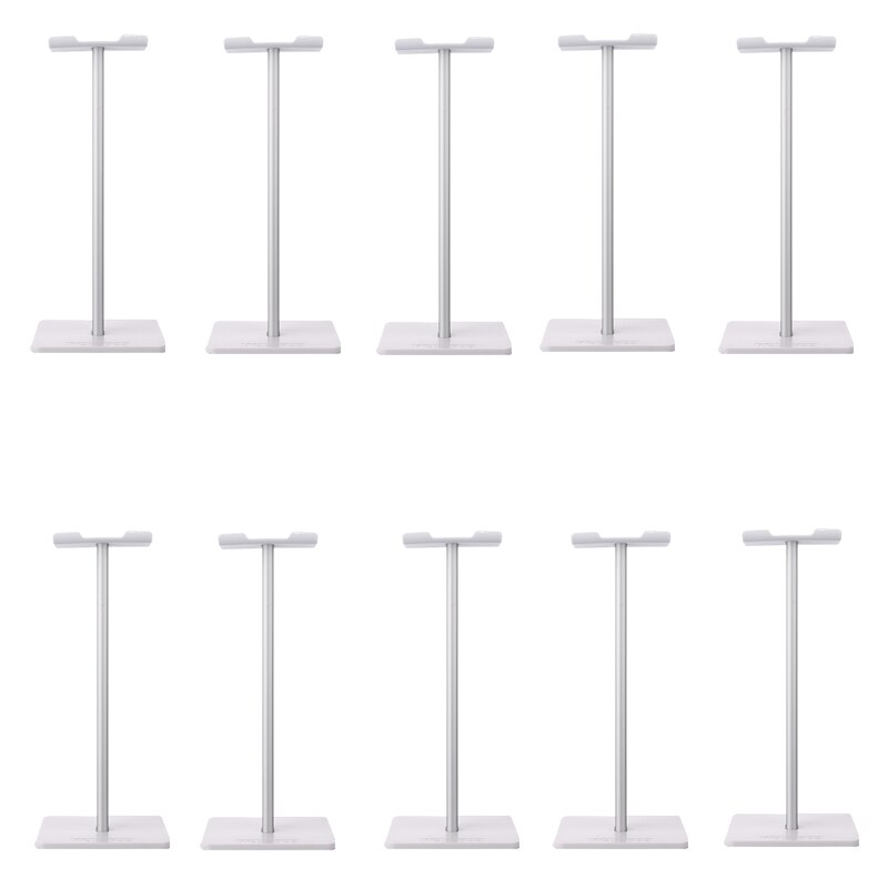 Headphone Stand - Aluminum Alloy & TPU - Desk Mount Rack Holder - Universal for All Headphones: White 10 pcs