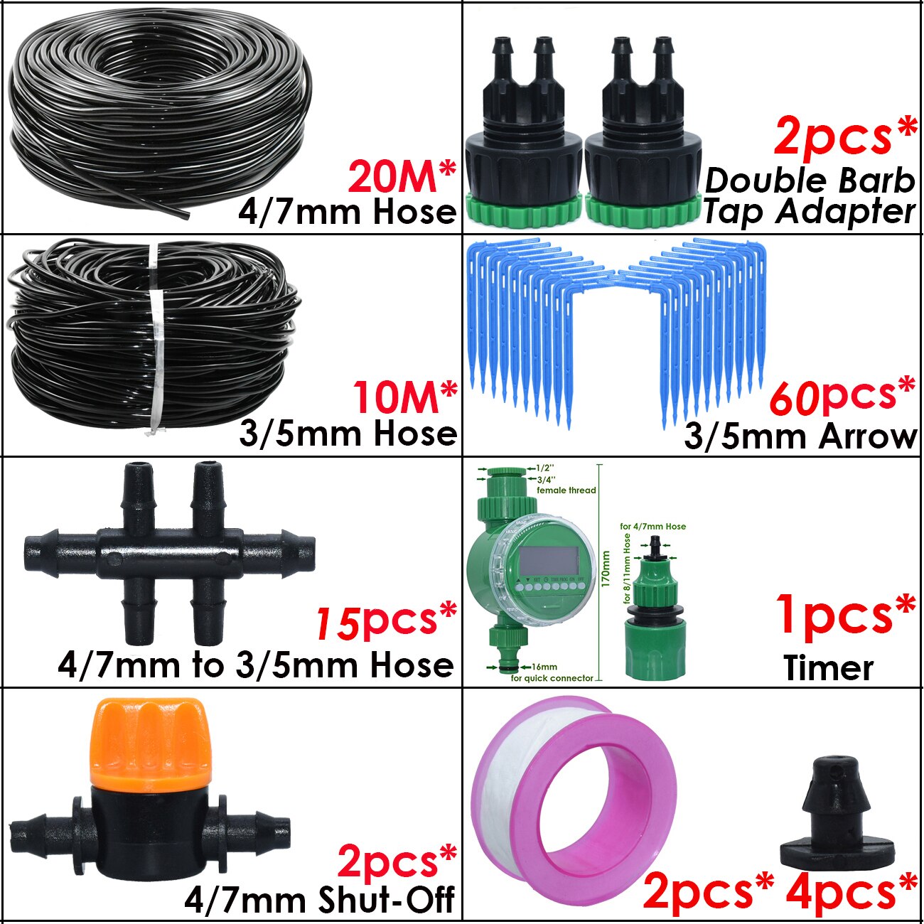 Kas Automatische Elleboog Emitter Drip Systeem 4/7 3/5Mm Slang Tuin Watering Irrigatie Kit Voor Thuis Ingemaakte plant: Roze