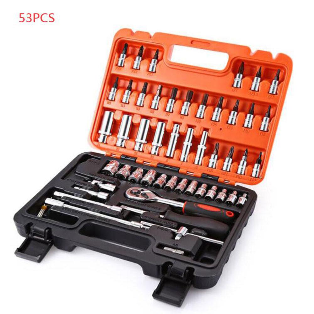 HiMISS 53pcs Torque Wrench Assembly Batch-head Automobile Motorcycle Industrial Application Maintenance Tool Ratchet Set
