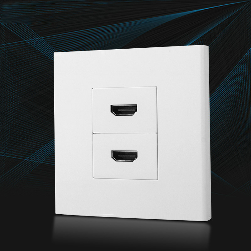 Dual Hdmi Sockets Faceplate Panel L Vorm Elleboog HDMI2.0 Plug Vrouwelijke Extender Stopcontact